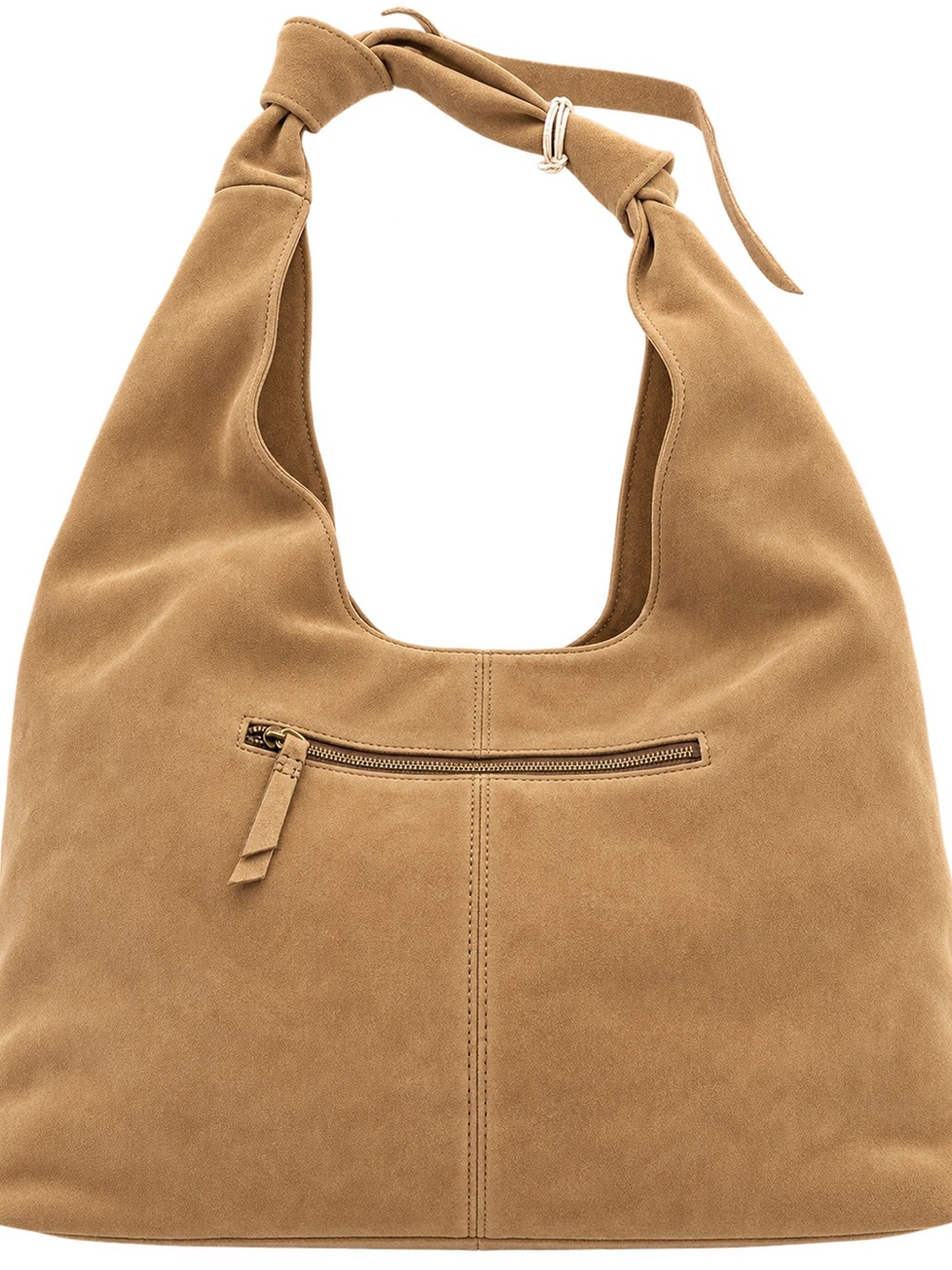 Suede American Leather brand Knot-Handle Hobo Bag in Tan